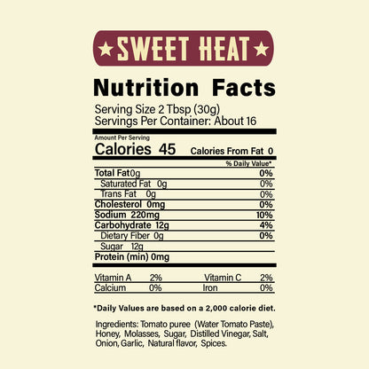 Rosie's Sweet Heat Barbecue Sauce Nutrition Facts